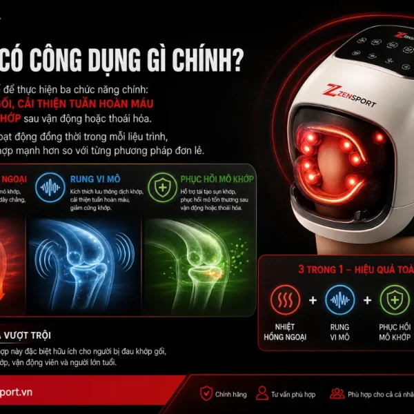 Máy massage đầu gối Masaji K9 Lite: Hồng ngoại, 5 cấp nhiệt