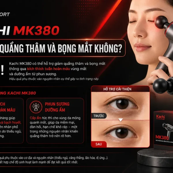 Máy massage mắt Kachi MK380: 16 đầu rung, phun sương thư giãn