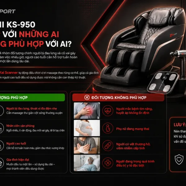 Ghế massage Kaitashi KS-950: Massage 8D, 112 túi khí toàn thân