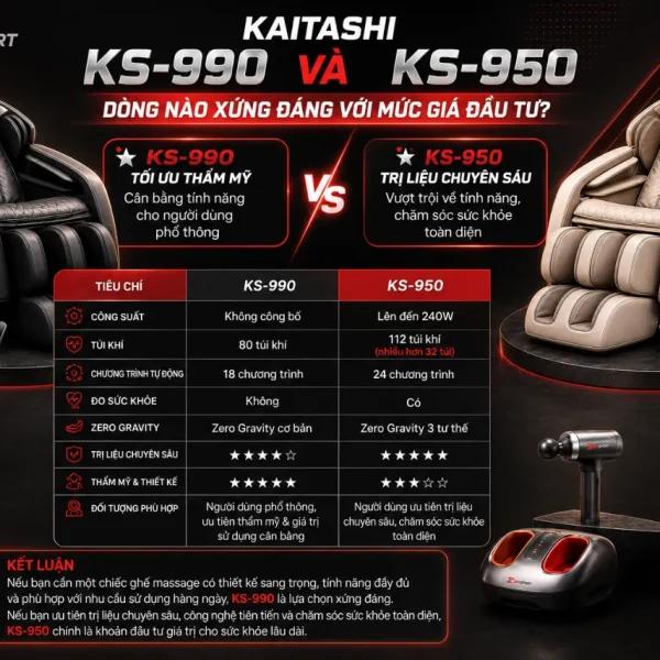 Ghế massage Kaitashi KS-990: 5D Smart, 11 bài tự động