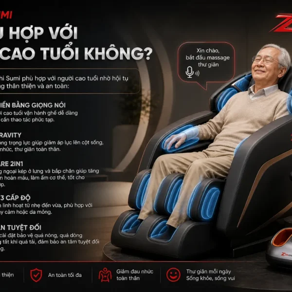 Ghế massage Kaitashi Sumi: 12 chương trình, Heatcare 2in1