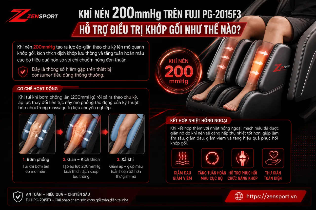 Khí Nén 200mmHg Trên Fuji PG-2015F3 Hỗ Trợ Điều Trị Khớp Gối Như Thế Nào?
