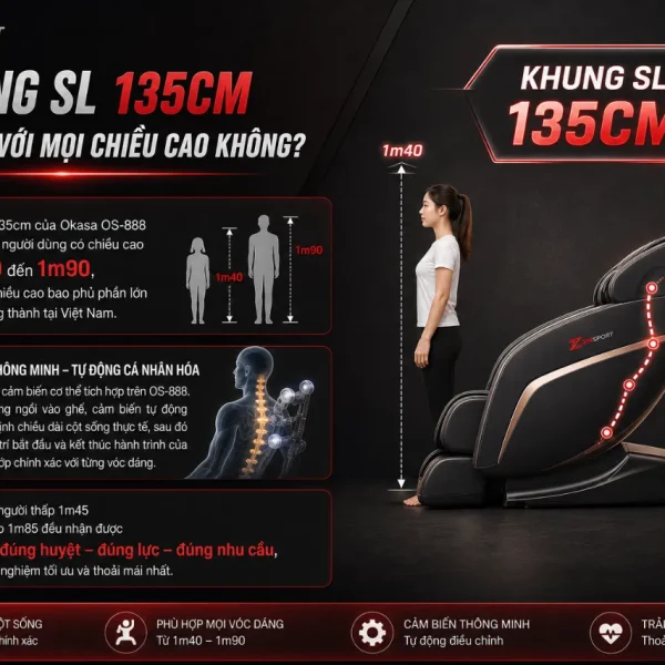 Ghế Massage Okasa OS-888: Con Lăn 4D, Khung SL 135cm