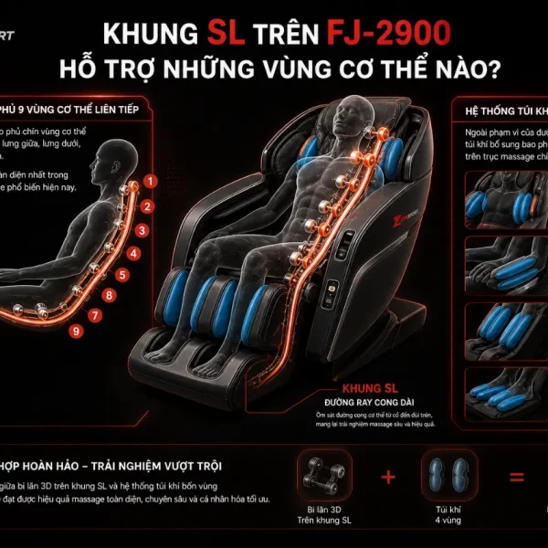 Ghế Massage Fuji Luxury FJ-2900: Bi Lăn 3D, Khung SL, Điều Khiển Giọng Nói