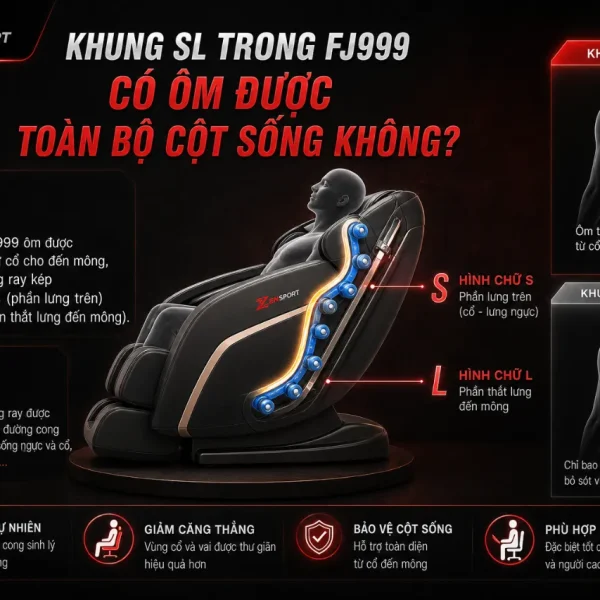 Ghế Massage Fuji Luxury FJ999: Bi Lăn 3D, Khung SL Ôm Cơ Thể