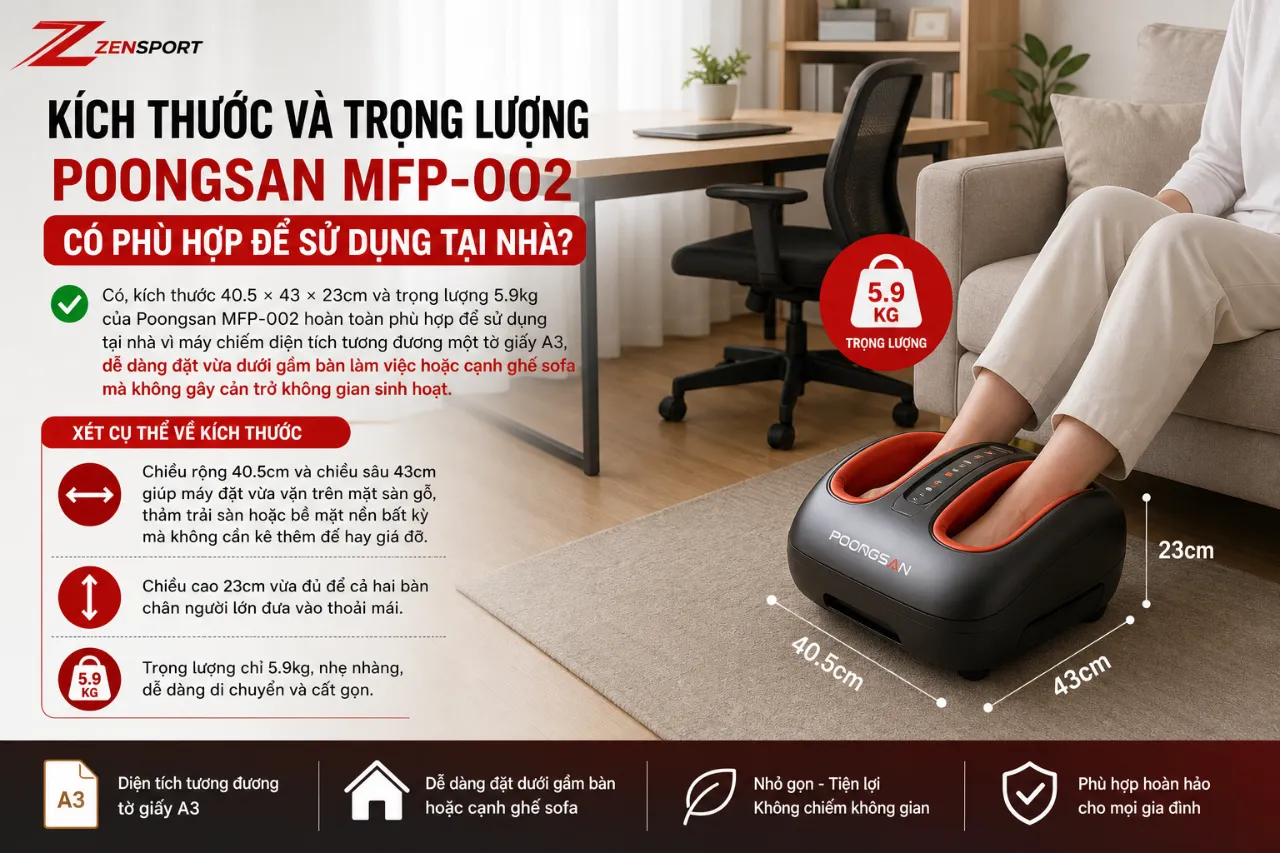 Kích thước và trọng lượng Poongsan MFP-002 có phù hợp để sử dụng tại nhà không?