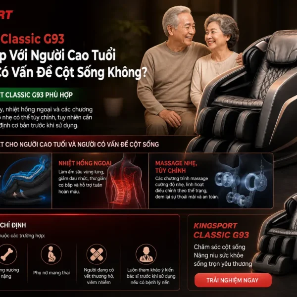 Ghế Massage KingSport Classic G93: Kingtech Touch Premium, Legtech 4-in-1