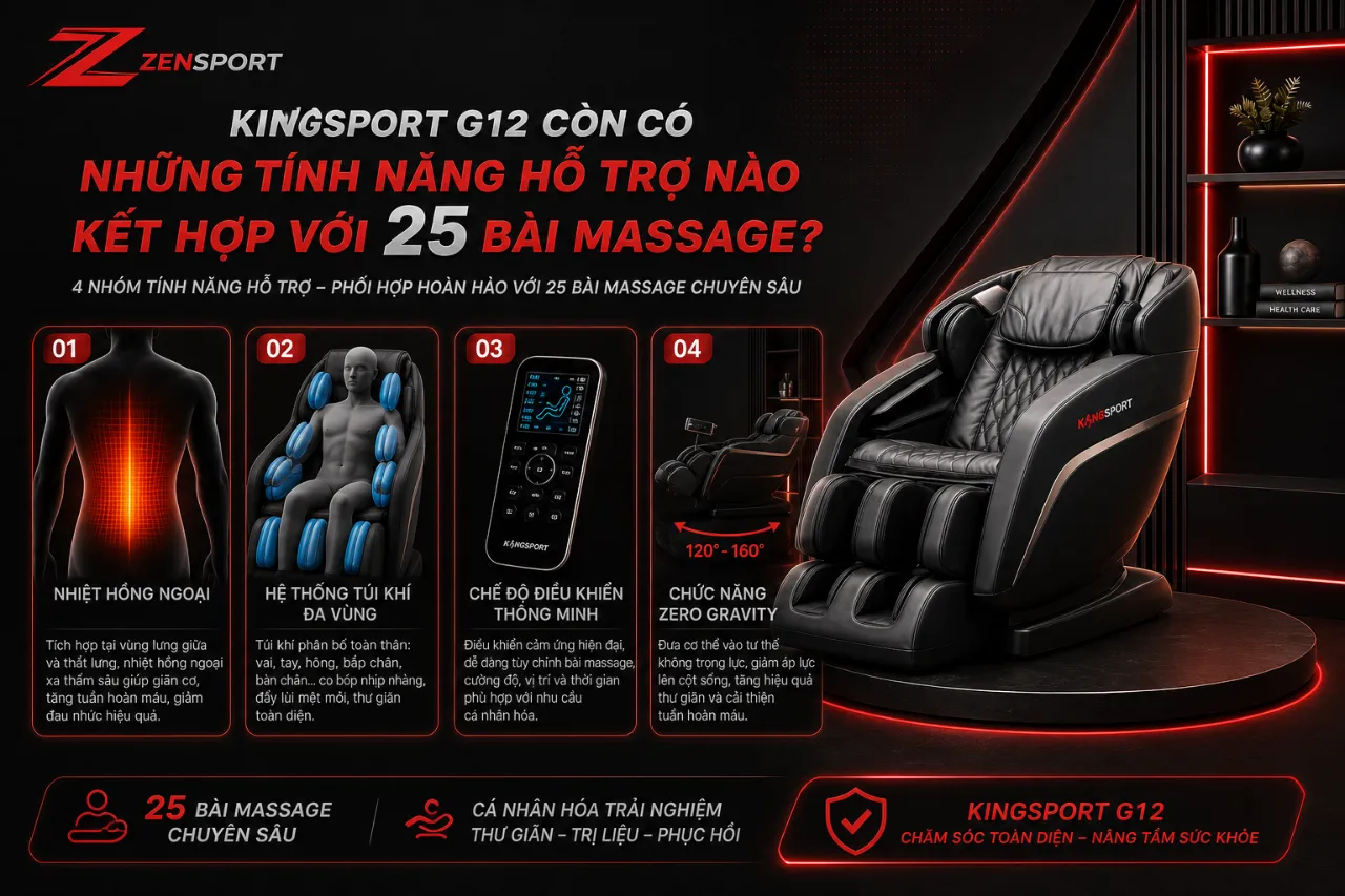 KingSport G12 Còn Có Những Tính Năng Hỗ Trợ Nào Kết Hợp Với 25 Bài Massage?