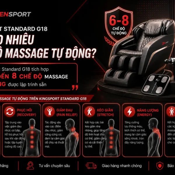 Ghế Massage KingSport Standard G18: Kingtech Touch Pro, Warmtech