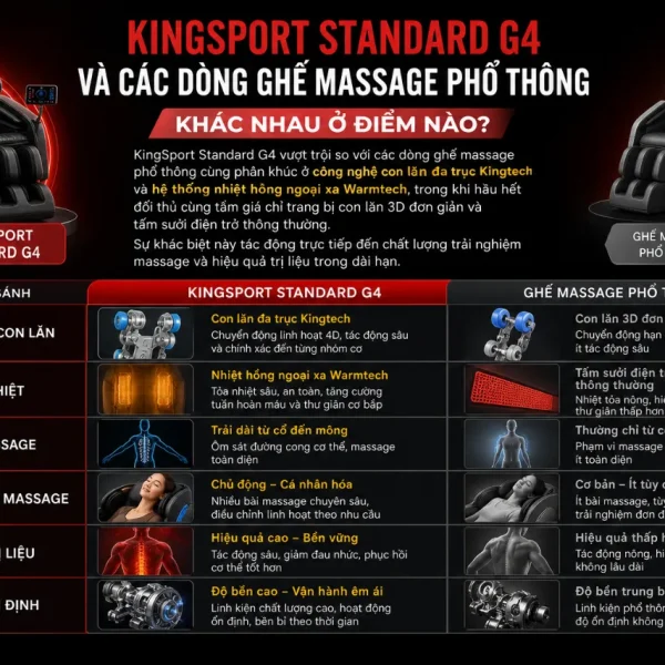 Ghế Massage KingSport Standard G4: Công Nghệ Kingtech, Warmtech