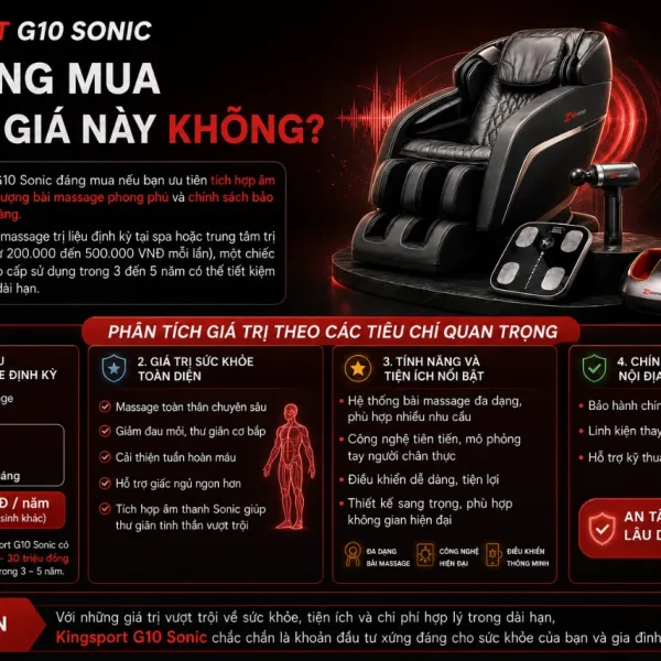 Ghế Massage Kingsport G10 Sonic: Kingtech Touch Premium, 38 Bài Massage