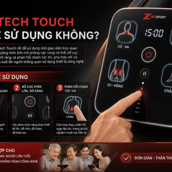 Ghế Massage KingSport Standard G2: Kingtech Touch, Legtech 2-in-1