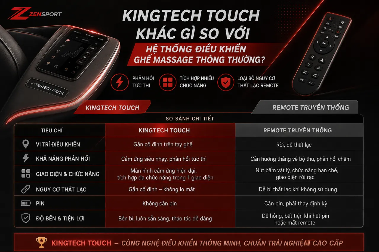 Kingtech Touch Khác Gì So Với Hệ Thống Điều Khiển Ghế Massage Thông Thường?