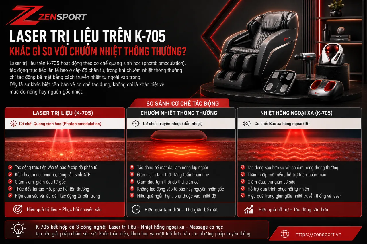 Laser Trị Liệu Trên K-705 Khác Gì So Với Chườm Nhiệt Thông Thường?