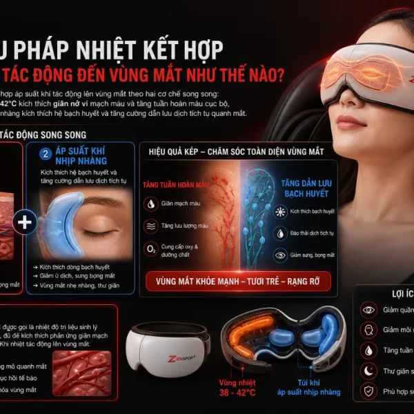 Máy massage mắt KingSport KS886: áp suất khí, chườm nóng tùy chỉnh