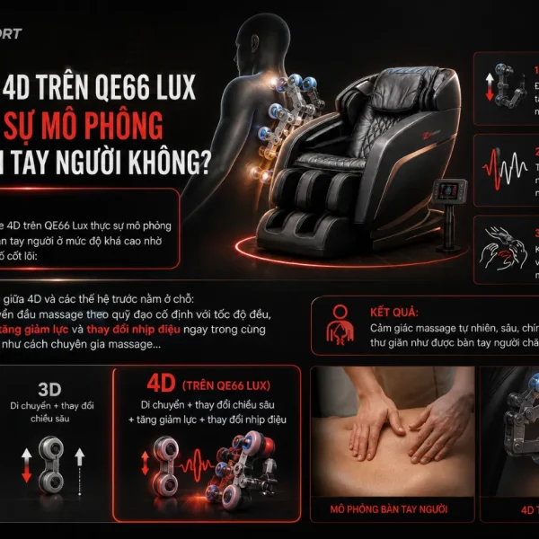 Queen Crown QE66 Lux: Massage 4D, Ray SL, Điều Khiển Giọng Nói Tiếng Việt