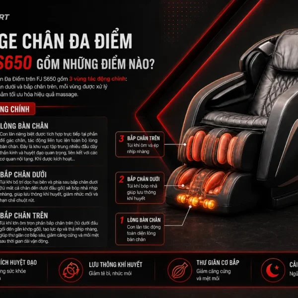 Ghế Massage Fuji Luxury S650: Massage Chân Đa Điểm, Khung W 139cm