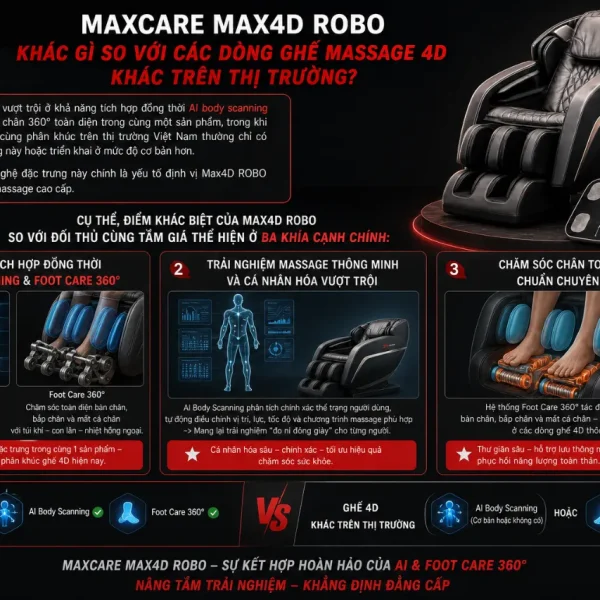 Ghế Massage Maxcare Max4D ROBO: Công Nghệ AI, Chăm Sóc Chân 360°