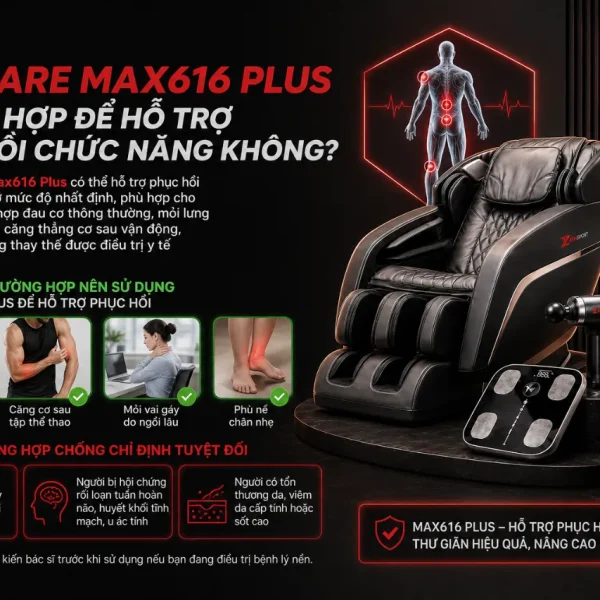 Ghế Massage Maxcare Max616 Plus: 4 Bài Massage, Không Trọng Lự