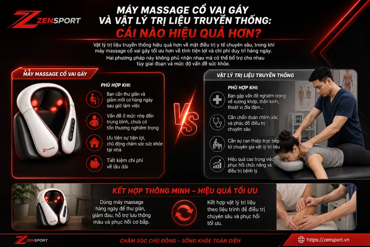 Máy Massage Cổ Vai Gáy Và Vật Lý Trị Liệu Truyền Thống: Cái Nào Hiệu Quả Hơn?
