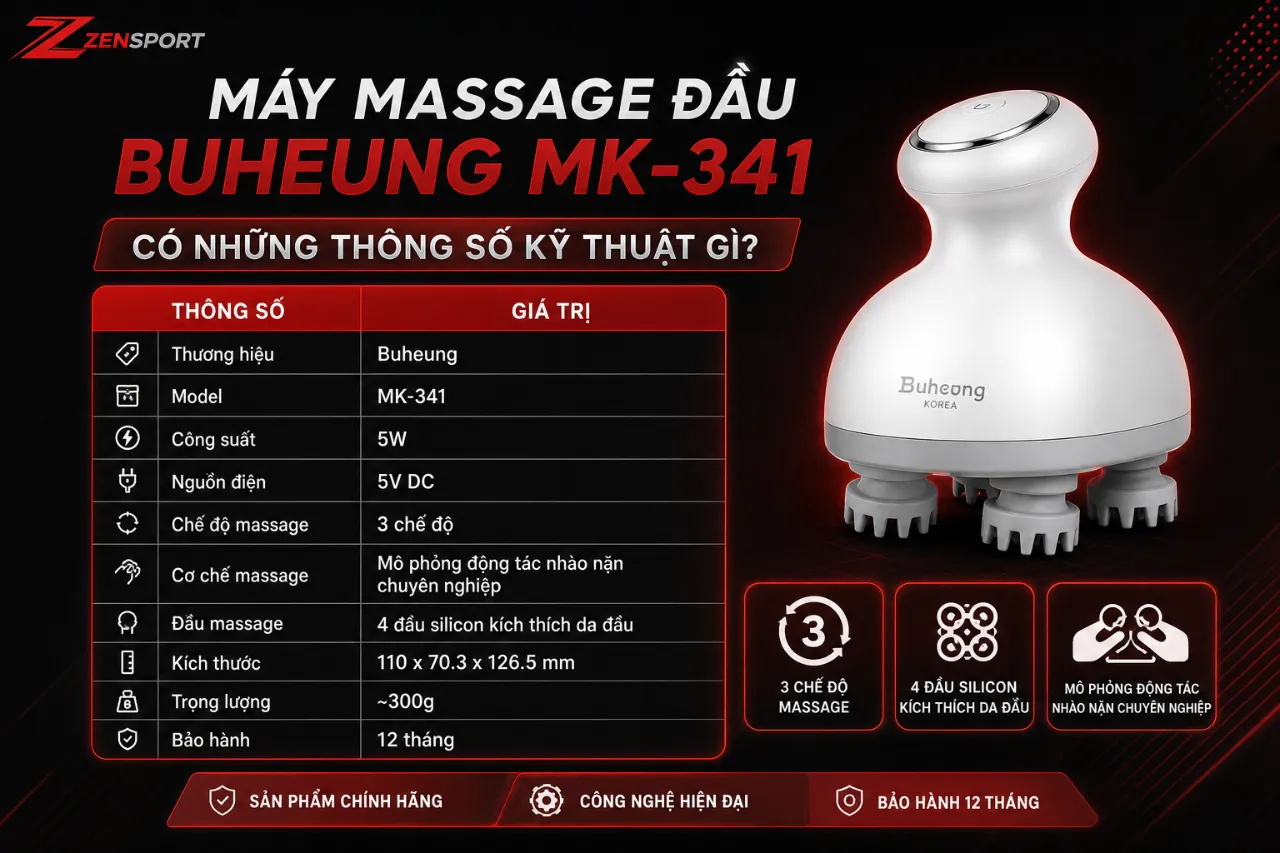 Máy Massage Đầu Buheung MK-341 Có Những Thông Số Kỹ Thuật Gì?