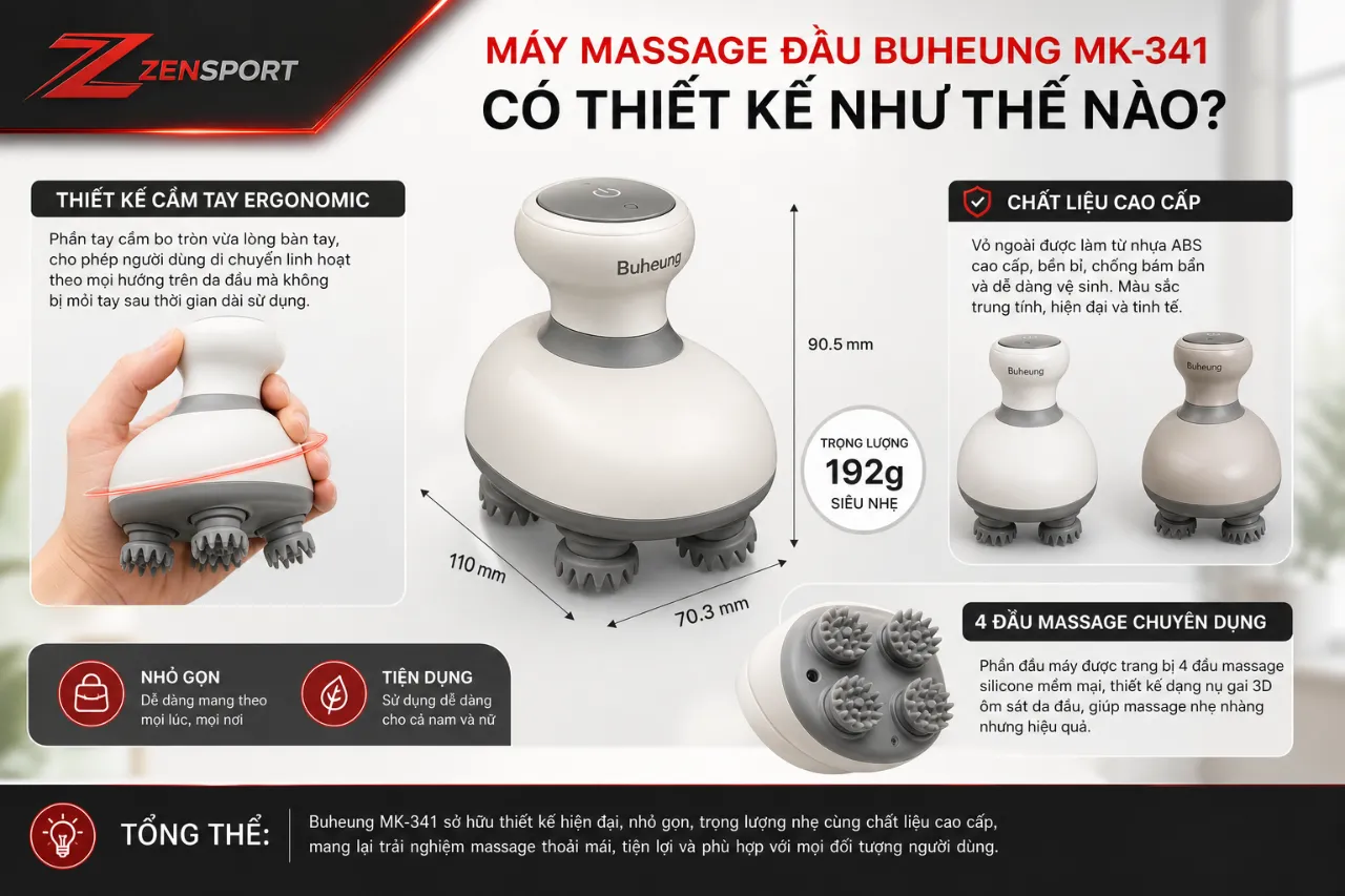 Máy Massage Đầu Buheung MK-341 Có Thiết Kế Như Thế Nào?