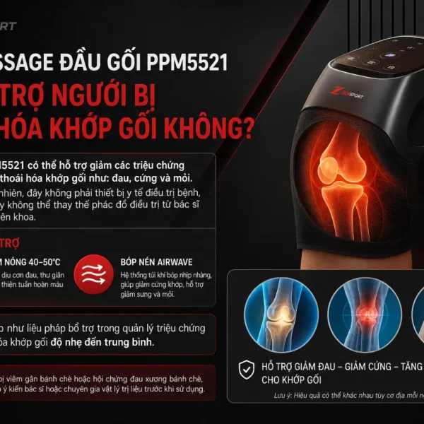 Máy massage đầu gối Philips PPM5521: AirWave, chườm nóng