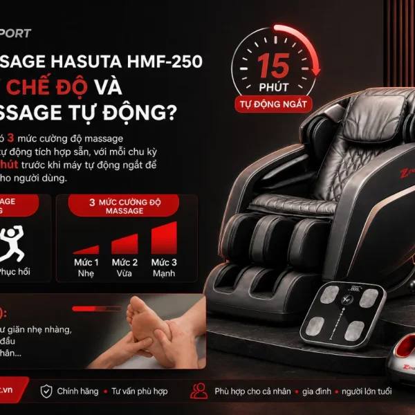 Máy massage chân Hasuta HMF-250: Con lăn 3D, sưởi nhiệt hồng ngoại