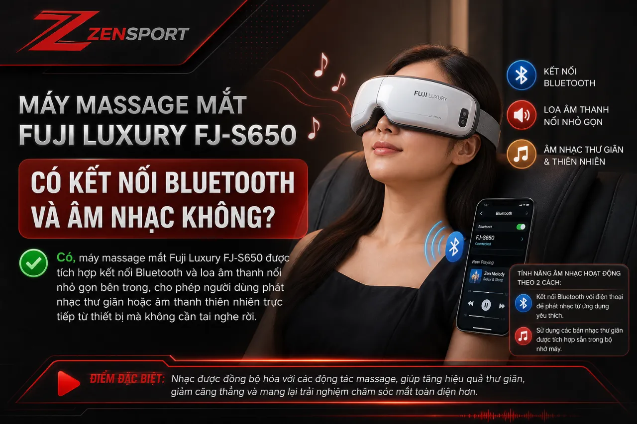 Máy Massage Mắt Fuji Luxury FJ-S650 Có Kết Nối Bluetooth Và Âm Nhạc Không?