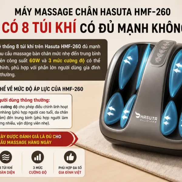 Máy massage chân Hasuta HMF-260: Bi lăn 3D, 8 túi khí