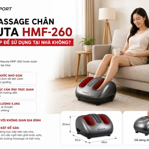 Máy massage chân Hasuta HMF-260: Bi lăn 3D, 8 túi khí