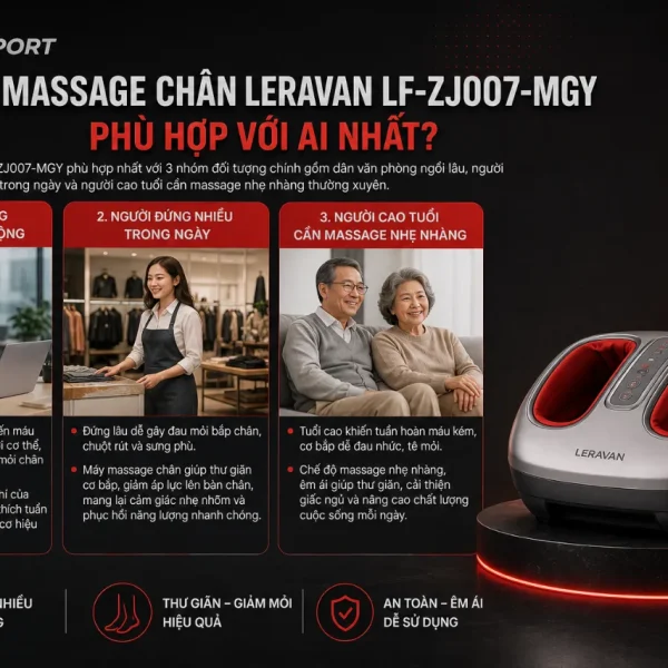 Máy massage chân Xiaomi Leravan LF-ZJ007-MGY: Massage 3D, nhiệt hồng ngoại