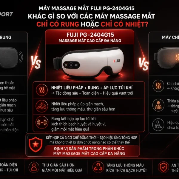 Máy massage mắt Fuji PG-2404G15: túi khí 3D, sưởi ấm và rung