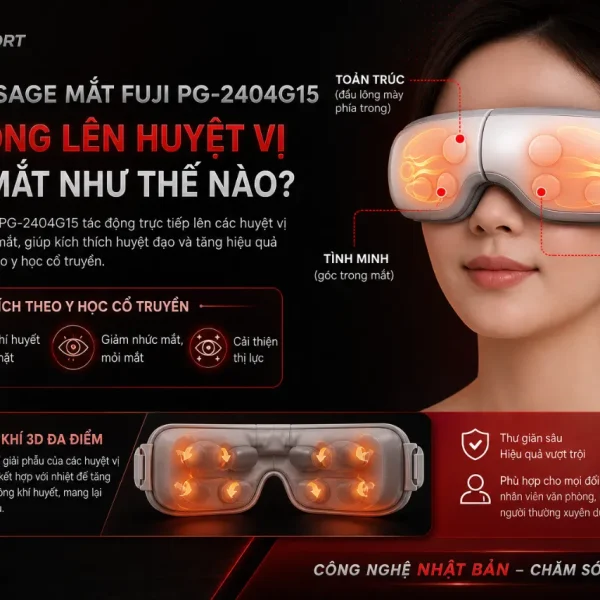 Máy massage mắt Fuji PG-2404G15: túi khí 3D, sưởi ấm và rung