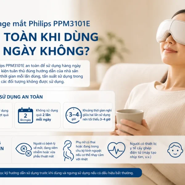 Máy massage mắt Philips PPM3101E: VibWave, chườm ấm lạnh 3D