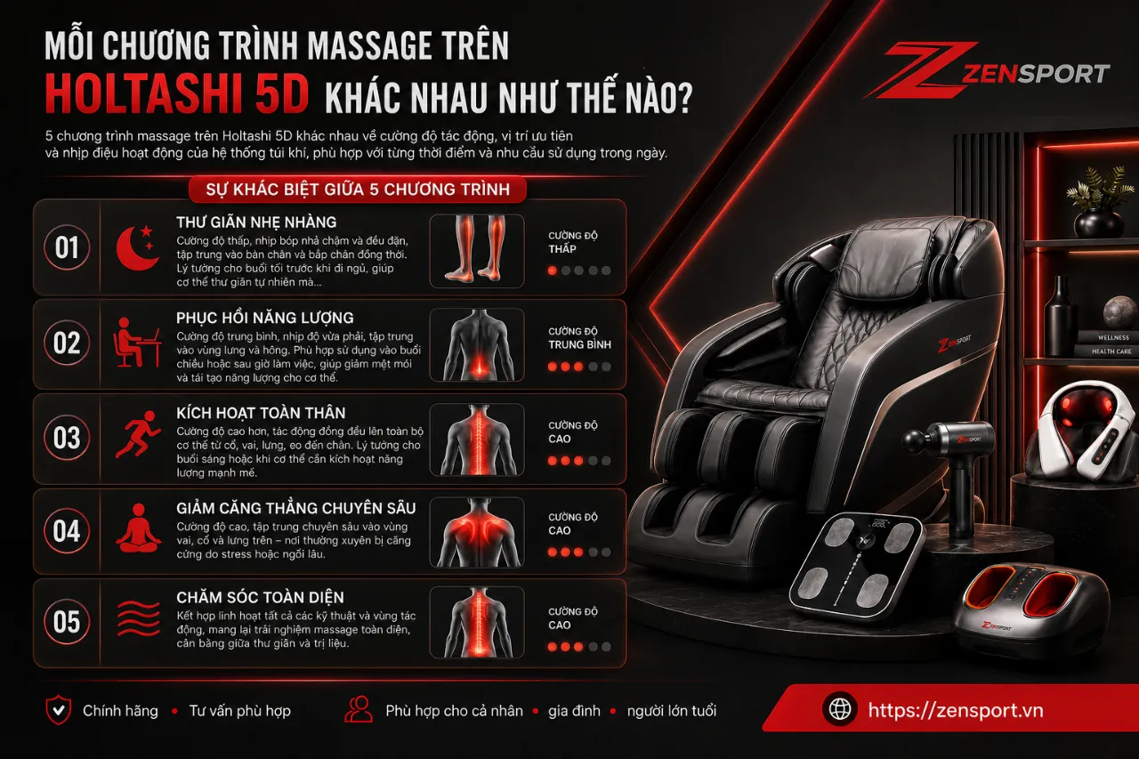 Mỗi Chương Trình Massage Trên Holtashi 5D Khác Nhau Như Thế Nào?