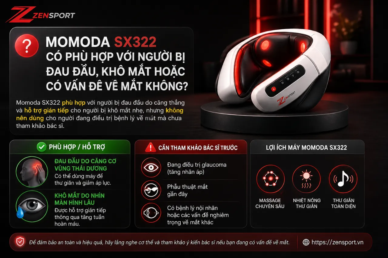 Momoda SX322 có phù hợp với người bị đau đầu, khô mắt hoặc có vấn đề về mắt không?