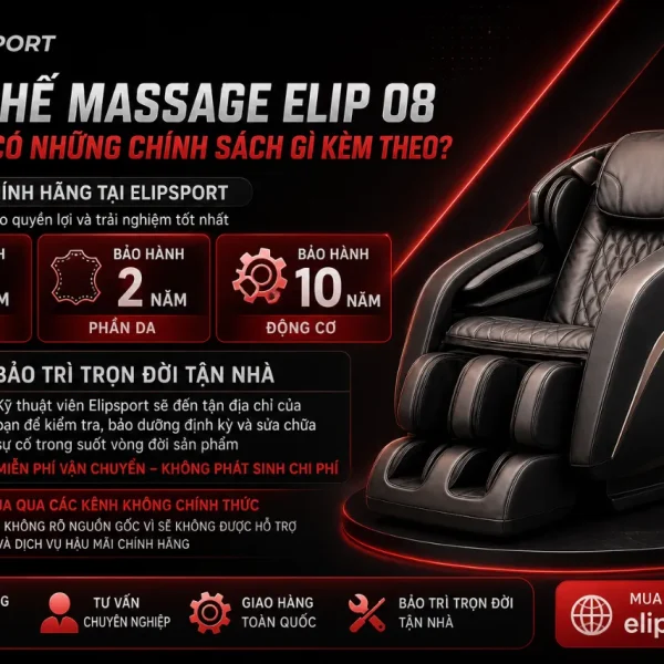 Ghế Massage ELIP O8: Con Lăn 8E Silicon, 20 Bài Massage, Trục SSLL