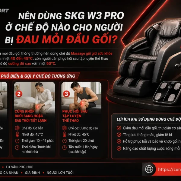 Máy massage đầu gối SKG W3 Pro: 4 điểm rung, chườm nóng NTC