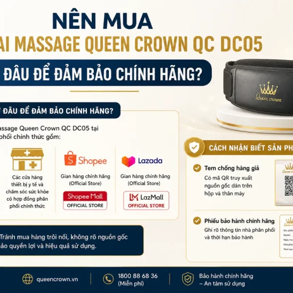 Đai Massage Queen Crown QC DC05: 20 Bi Lăn, Nhiệt Hồng Ngoại