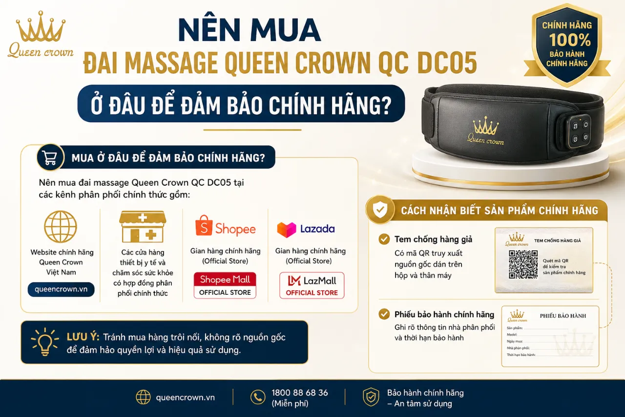 Nên Mua Đai Massage Queen Crown QC DC05 Ở Đâu Để Đảm Bảo Chính Hãng?