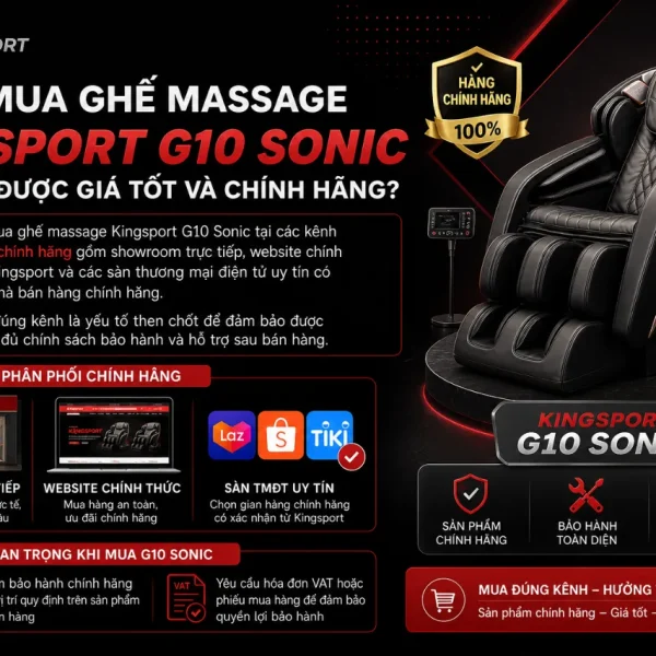 Ghế Massage Kingsport G10 Sonic: Kingtech Touch Premium, 38 Bài Massage