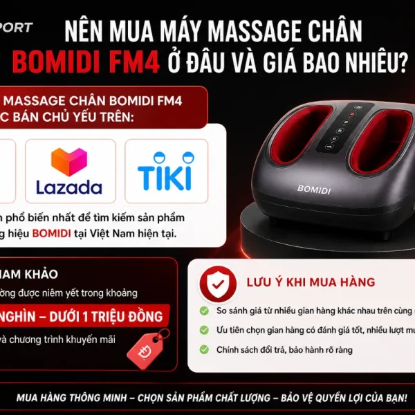 Máy massage chân Bomidi FM4: 3 chế độ, chườm nóng 42°C