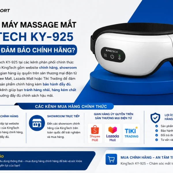 Máy massage mắt KingTech KY-925: túi khí kèm nhiệt, Bluetooth