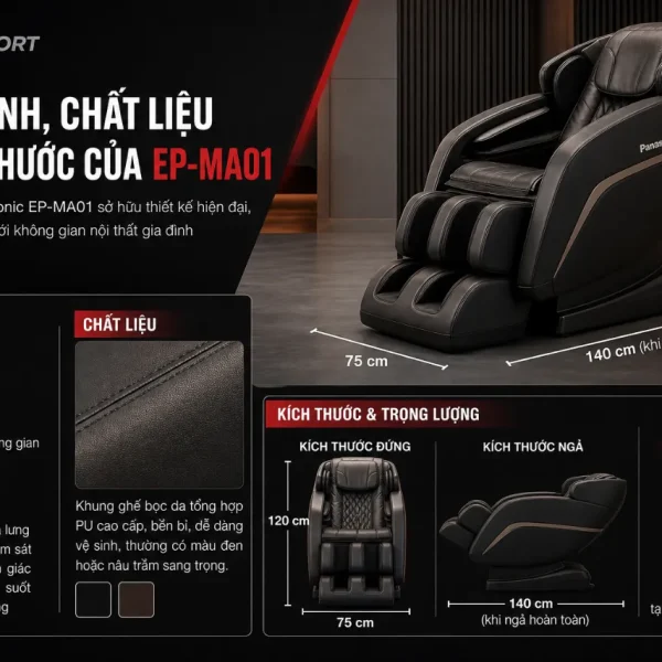 Ghế Massage Panasonic EP-MA01: AI Quét Cơ Thể, 6 Kỹ Thuật Massage