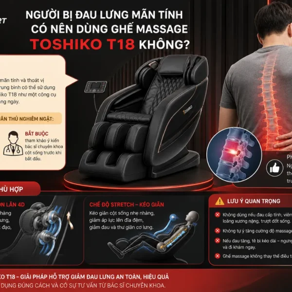 Ghế Massage Toshiko T18: Con Lăn 4D, Túi Khí Kép
