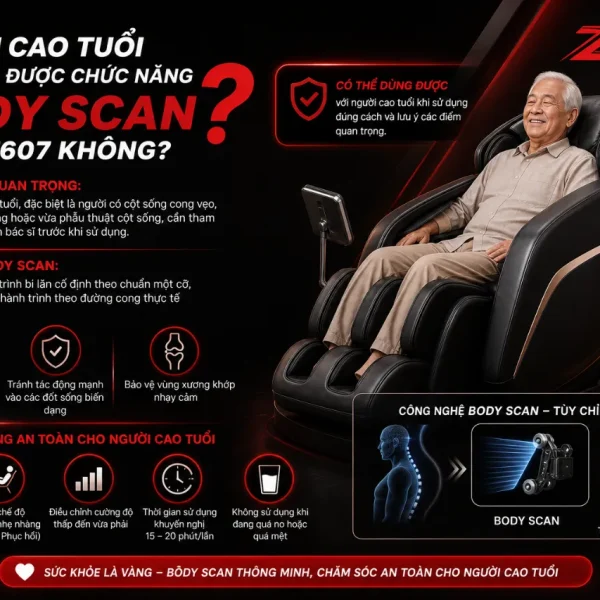 Ghế Massage Fuji Luxury PT607: Bi Chạy 3D, Body Scan