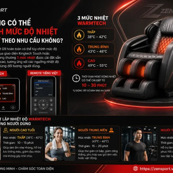 Ghế Massage KingSport G9: Warmtech, Kingtech Touch, Điều Khiển Tiếng Việt