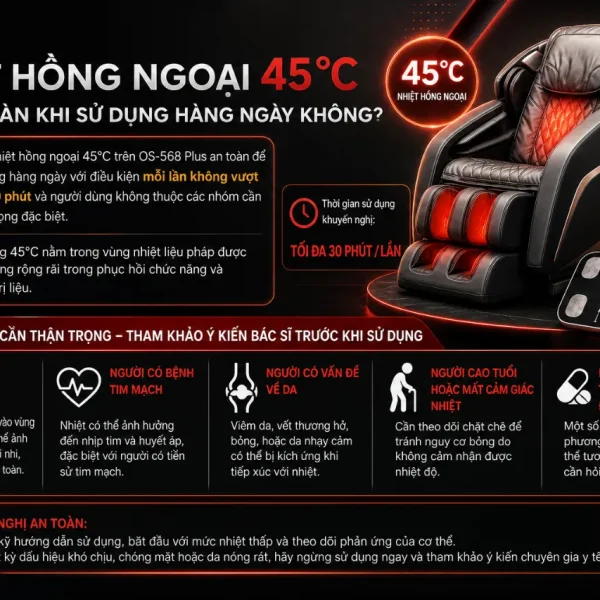 Ghế Massage Okasa OS-568 Plus: 4D, Nhiệt Hồng Ngoại 45°C