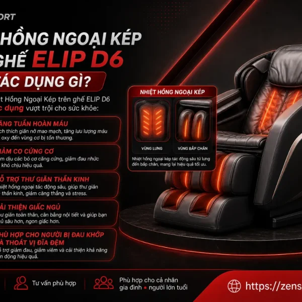 Ghế Massage ELIP D6 Với Trục SL, Nhiệt Hồng Ngoại Kép